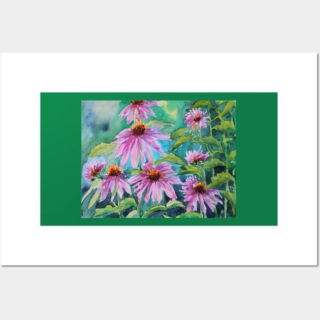 Echinacea Watercolor Painting Wall Art by SvitlanaProuty